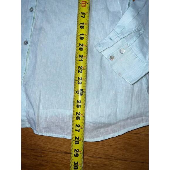 EILEEN FISHER Women Handkerchief Button Organic Linen Classic Collar Shirt M - Picture 8 of 10